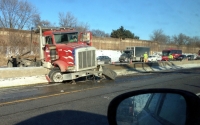 Jack-knifed semi 